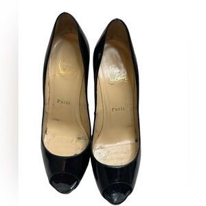 Christian Louboutin Black Patent Leather Very Prive Pumps Size 37.5